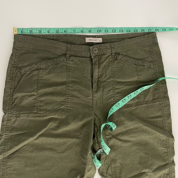 SMART SET Linen Blend Olive Green Capri Pants ~ Size 12 - Picture 12 of 16